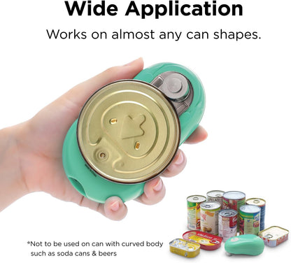Kitchen Mama One Touch Electric Can Opener, Avocado | Opens with One Button Press, Auto-Stop, Smooth Edge, Cordless, Battery Operated