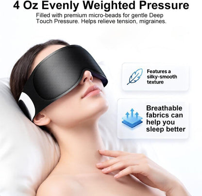 100% Blackout Weighted Sleep Mask: 3D Contoured Eye Mask with Full Coverage for Lash Extension - Soft Memory Foam,Adjustable Size - Eye Cover for Airplane Travel Essential,Meditation Blindfold