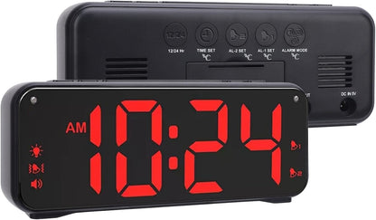 Extra Loud Dual Alarm Clock with Bed Shaker Large LED Display Vibrating Alarm Clock for Heavy Sleepers ABS Material