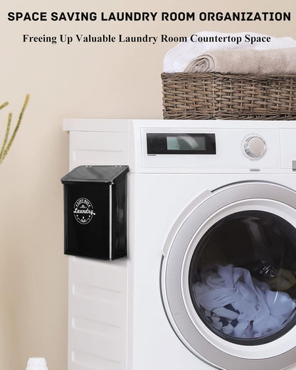SACREDAY Magnetic Lint Bin for Laundry Room Organization and Storage with Brush, Wall-Mounted Dryer Lint Bin for Room Decor, Space-Saving Trash Can (Cream)