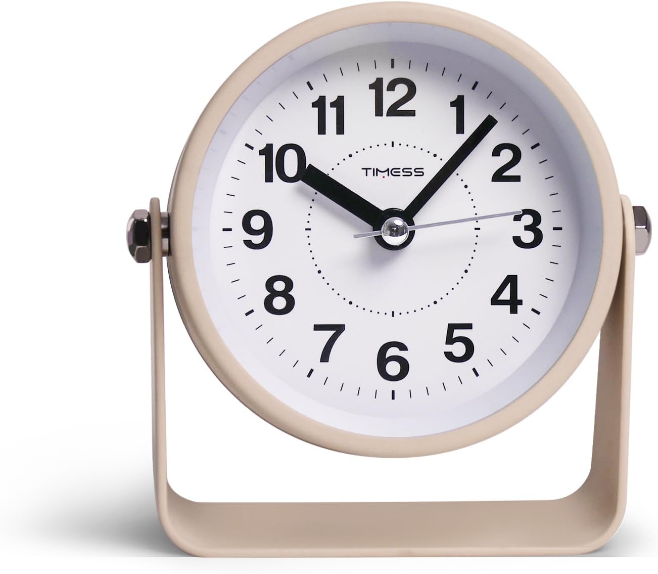 Analog Alarm Clock, Silent Non-Ticking Quartz Movement, Battery-Operated with Snooze & On-Demand Light, Easy to Set Gentle Wake Bedside Desk Clock, Ideal for Home, Travel, Office (Gray)