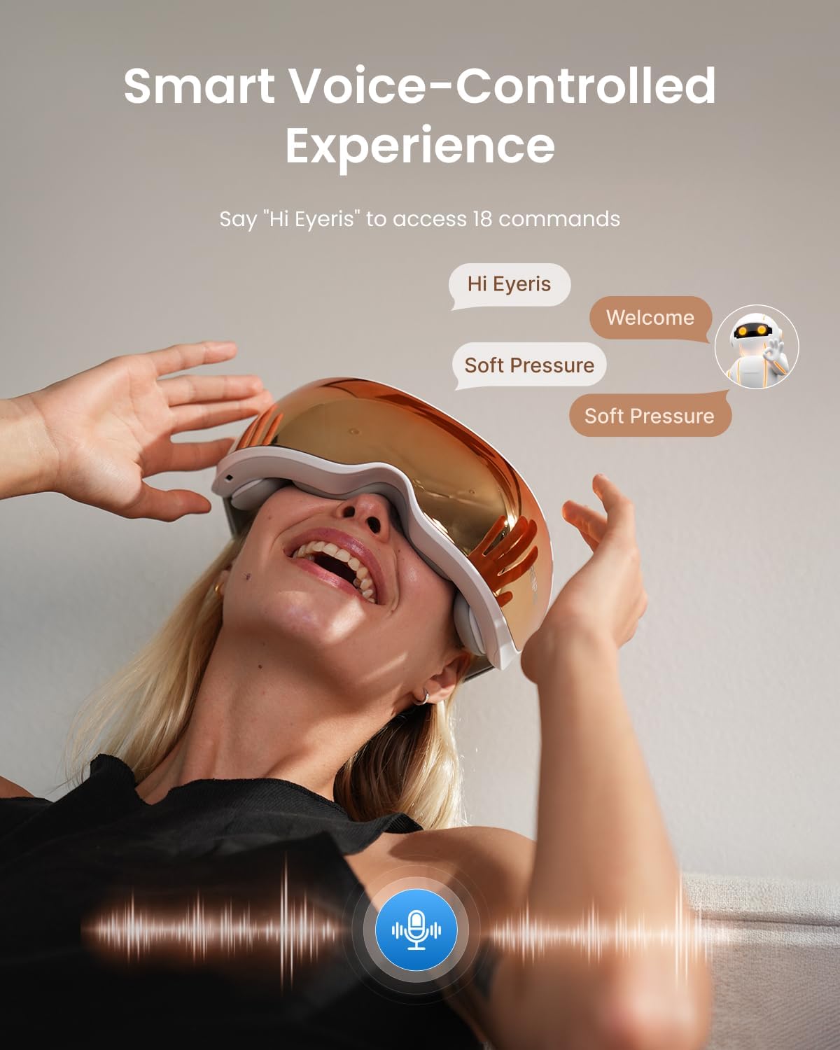 RENPHO Eyeris 3 Eye Massager with Heat and Cooling, Massaging Eye Mask | Voice Control, Vibration & Compression Massager for Dry Eyes & Head Tension, FSA Eligible HSA, Gifts for Women & Men