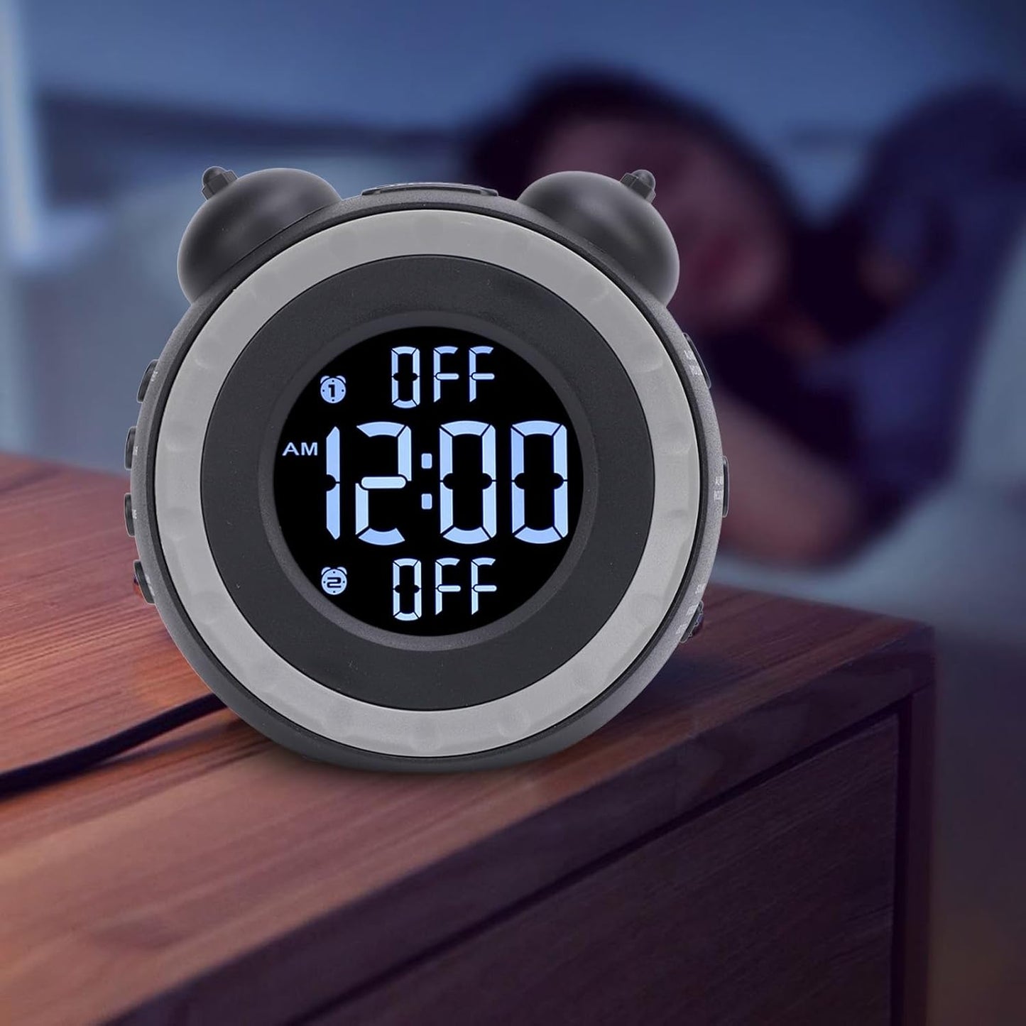 Asixxsix Alarm Clock with Bed Shaker, Adjustable Volume Vibrating Alarm Clock for Heavy Sleepers, Bed Shaking Alarm Clock with Corded Vibrator, Bedside Clock for Bedrooms, Adult,