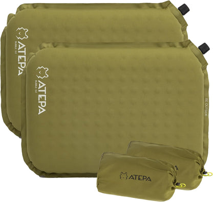 ATEPA Inflatable Seat Cushion | 2" & 2.5" foam core seat pad, Self inflating, Compact, Stadium, Airplane, Travel, Camping, Hiking, Sports events