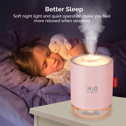 Portable Mini Humidifier, 500ml Small Humidifier for Bedroom Travel, White | USB Personal Cool Mist Humidifier for Baby Room Office Desk Home Plants, Auto Shut-Off, 2 Mist Modes, Super Quiet