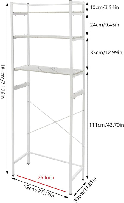 3 Tiers Over The Washer and Dryer Storage Shelf, Bathroom Rack Shelf with Adjustable Feet Freestanding Storage Rack Wood Laundry Shelf Organizer Black for Bathroom