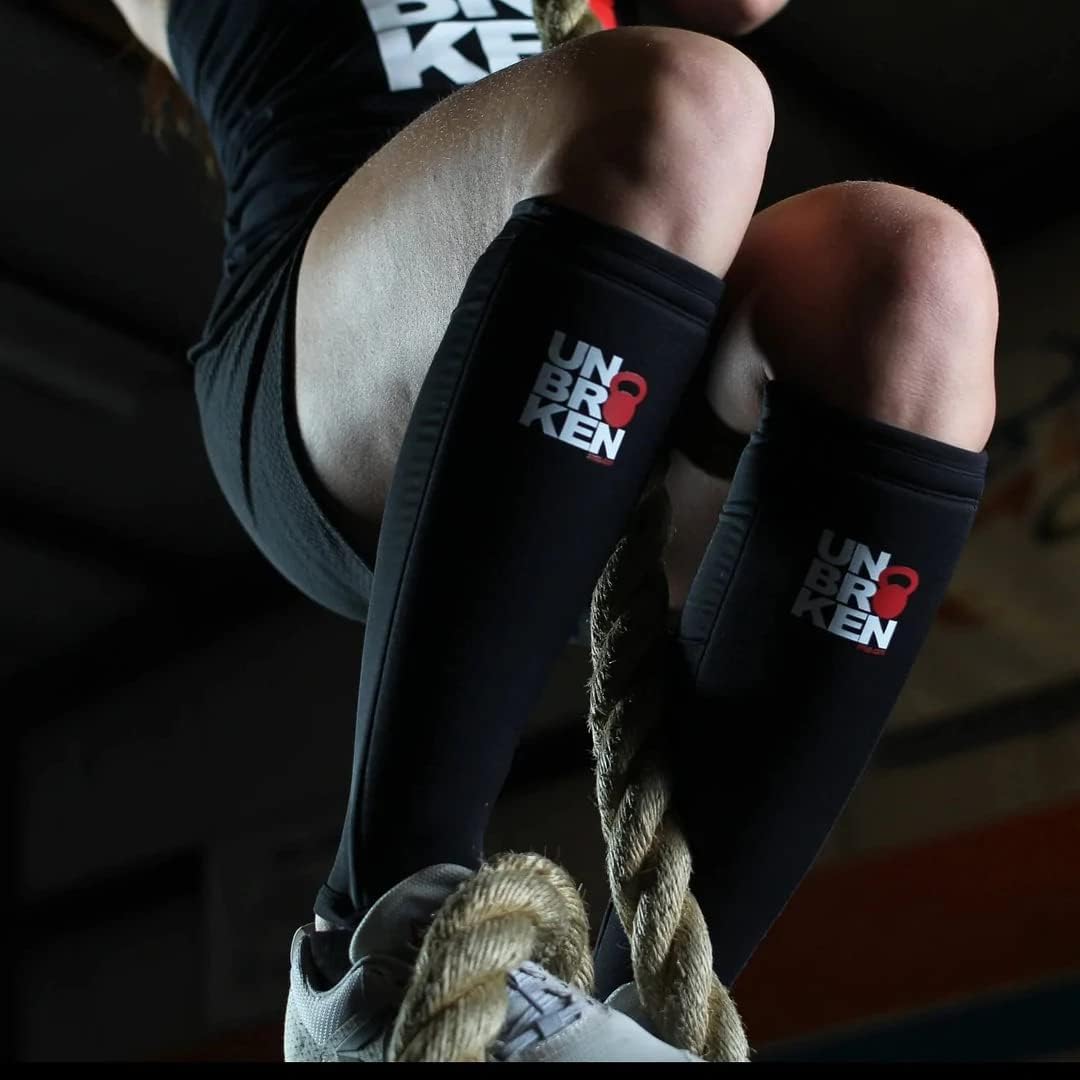Unbrokenshop.com Cross Fit Shin Guard Calf Compression Sleeve, Weightlifting, Deadlift, Rope Climb, Box Jumps for Men Women, One Sleeve (Black)