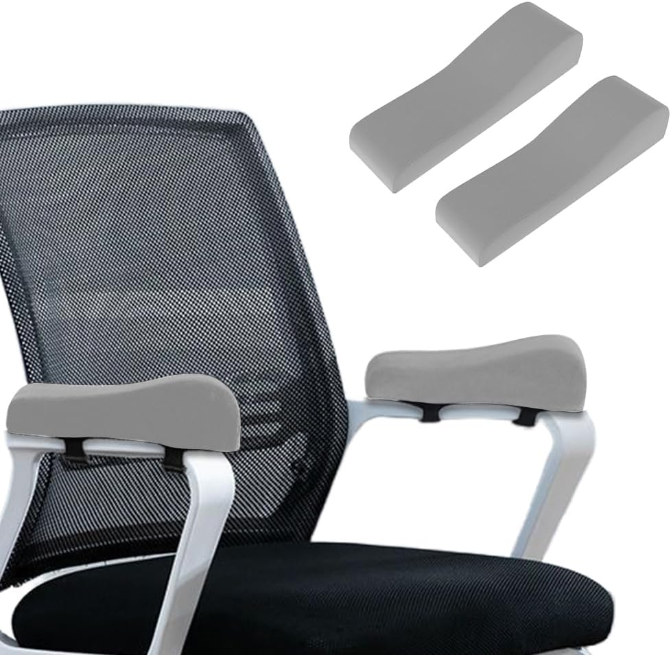 2 Pack Office Chair Armrest Pads Covers,Arm Rest Pad with Memory Foam Elbow Pillow for Forearm Pressure Relief, Arm Rest Covers for Office Chairs, Wheelchair, Comfy Gaming Chair (Black)