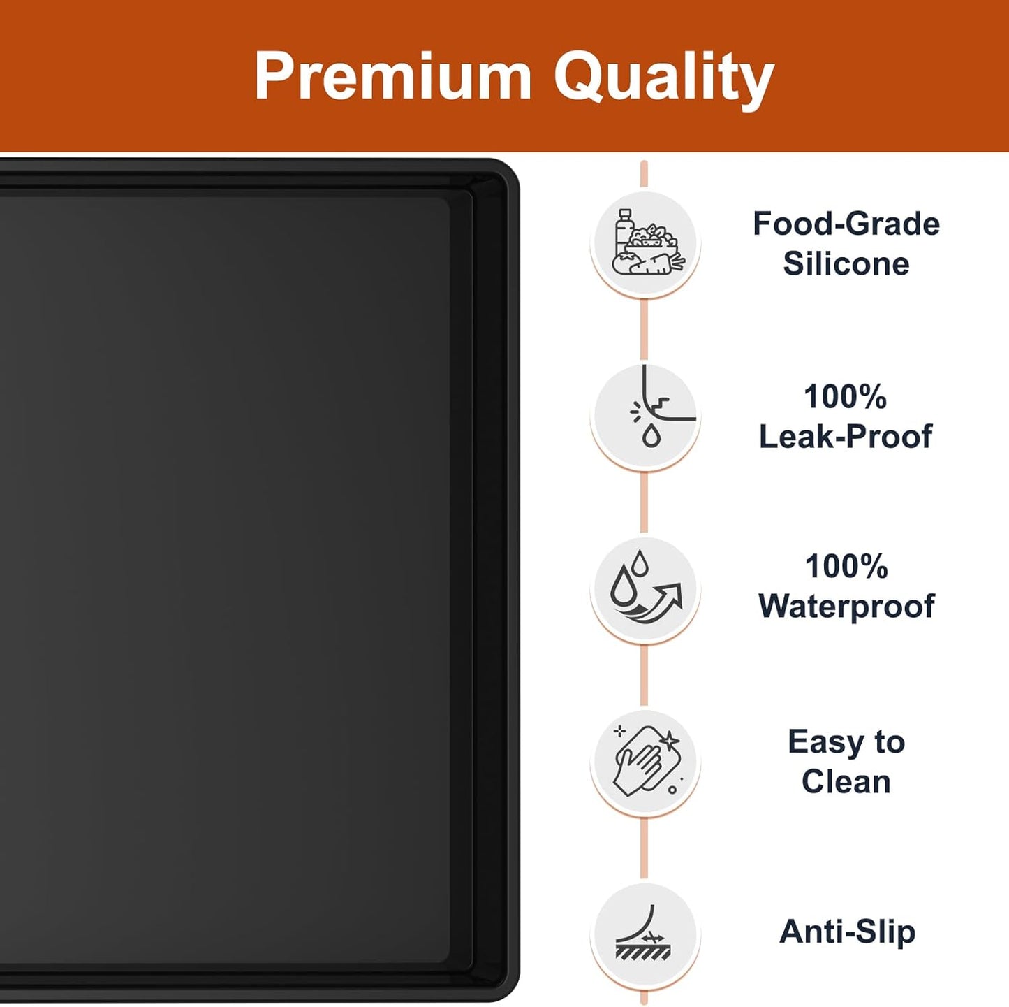 34" x 22" Extra Thick Silicone Mat Waterproof with Raised Edge, | Under Sink Mat for Kitchen & Bathroom, Kitchen Cabinet Liner, Multi-Purpose for Storage & Protection
