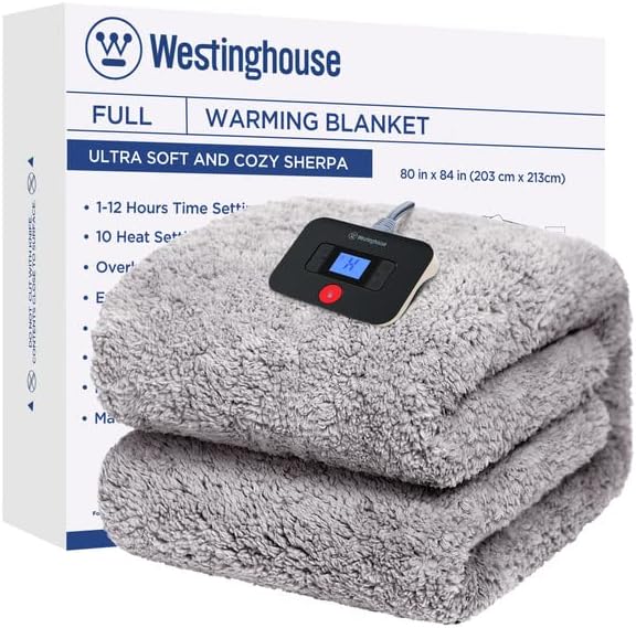 Westinghouse Electric Blanket Heated Throw, 6 Heat Settings, Grey