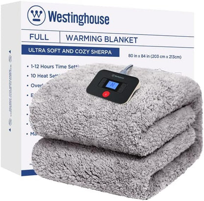 Westinghouse Electric Blanket Heated Throw, 6 Heat Settings, Grey