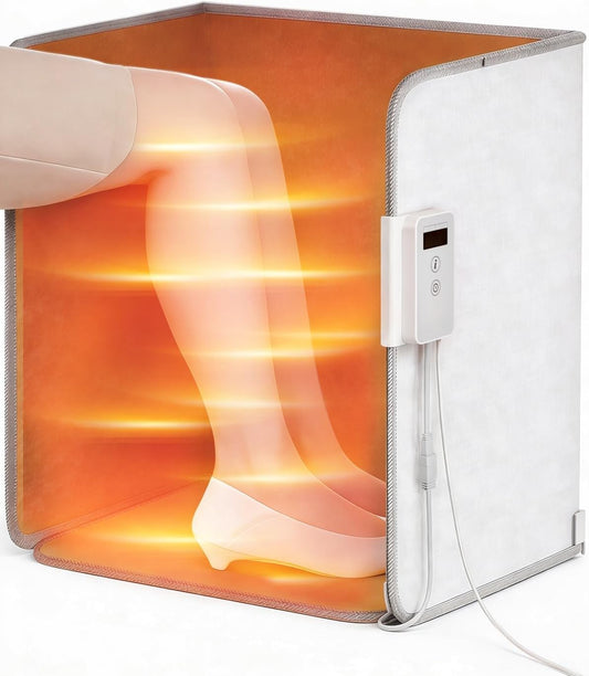 Under Desk Heater, Electric Foot Warmer for Office & Home, Quiet Portable Feet Warmer with Heated Floor Mat, Foot heater with Thermostat and Timer Indoor Use for Foot Leg Grey Cylindrical UEMUSI