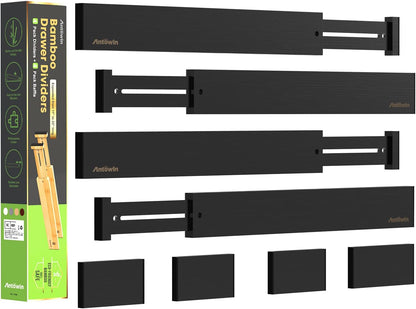 Bamboo Drawer Dividers Organizers, Drawer Separators Splitter,17-22 inches Long Adjustable Spring-loaded Organizer for Large Utensil, Clothes, Tools Drawers(yellow)