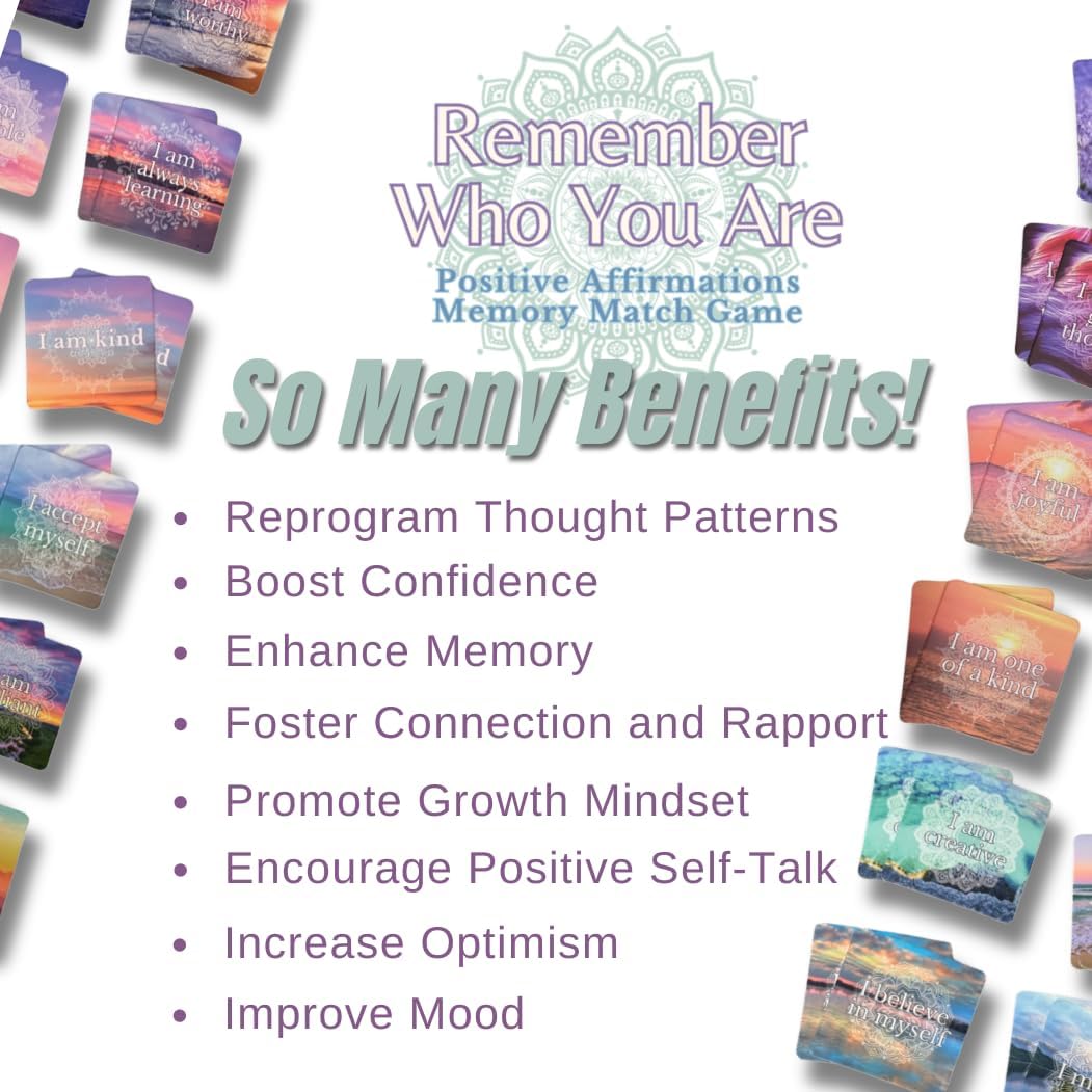 Affirmation Memory Matching Card Game Remember Who You Are Classic Edition | Affirmation Memory Matching Card Game Remember Who You Are Classic Edition