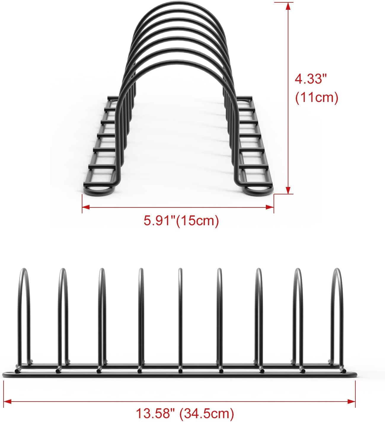 JAQ Plate Rack for Cabinet, 10.5" Vertical Dish Organizer for Plates, Pot Lids, Cutting Boards & Baking Sheets, Metal Kitchen Cabinet Organizer (1-Pack, White)