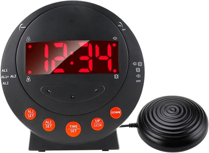TARSHYRY Vibrating Alarm Clock with Bed Shaker LED Display Loud Volume Adjustable Brightness for Heavy Sleepers Deaf Hard of Hearing