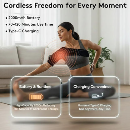 Cordless Shoulder Heating Pad with Vibration & Cold Gel Pack, Heat, Cool&Massage Support Wrap 6 Heat Level, 3 Vibration Mode, Adjustable Neoprene Shoulder Brace for Rotator Cuff Pain