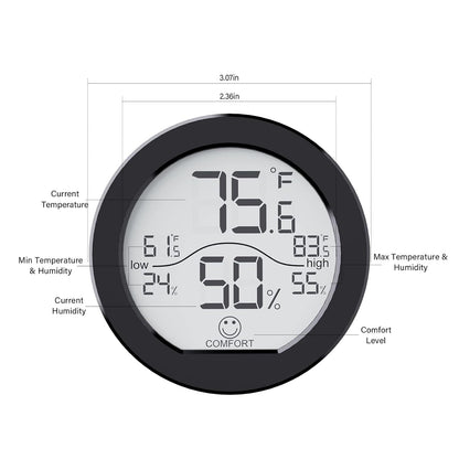 Indoor Digital Hygrometer Thermometer for Room Temperature Humidity Meter | SECRUI Thermometer Accuracy Calibration LCD Temperature Sensor with Maximum and Minimum Records,1 Pack