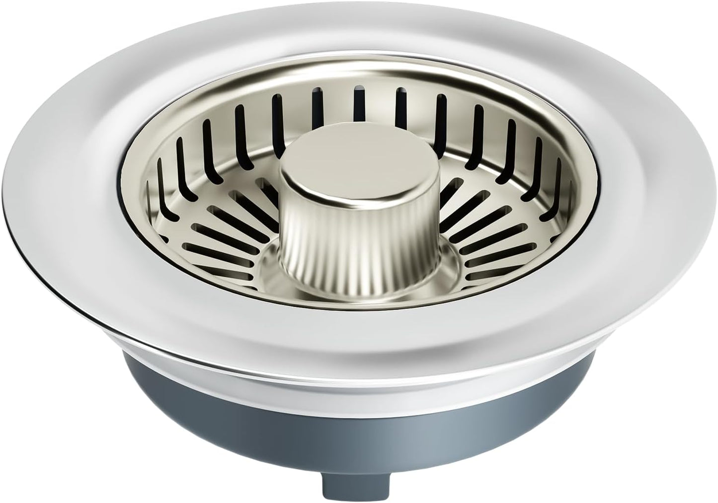 3 in 1 Kitchen Sink Drain Strainer Stopper Removable Basket Pop-Up | Kitchen Sink Food Strainer 1 Pack Silver Stainless - Food Catcher, Odor-Block Seal, Fits 3.5" Drain, Easy Clean