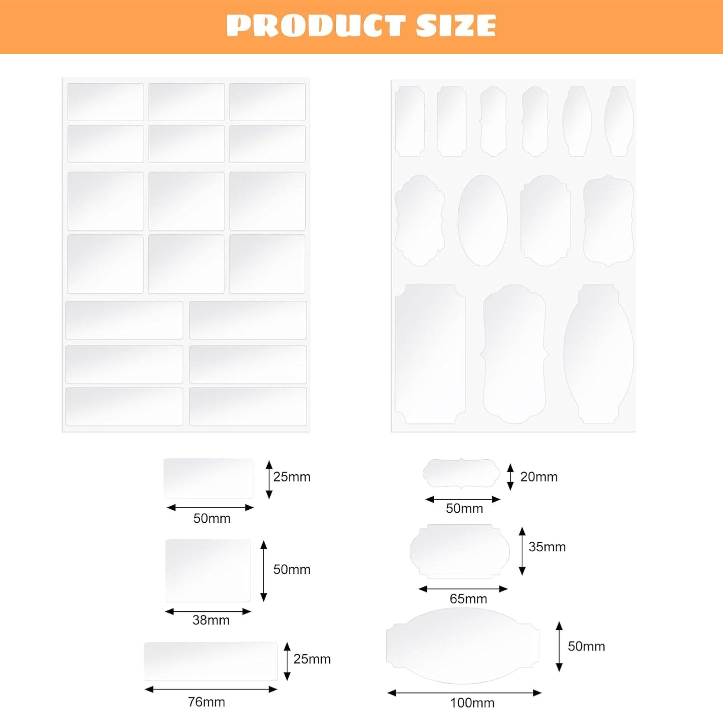 465 Chalkboard Labels for Jars and Containers with 2 White Chalk Markers | Waterproof, Reusable Labels In Assorted Sizes And Shapes; Sticks To Glass, Plastic, Metal, Wood, And Ceramic