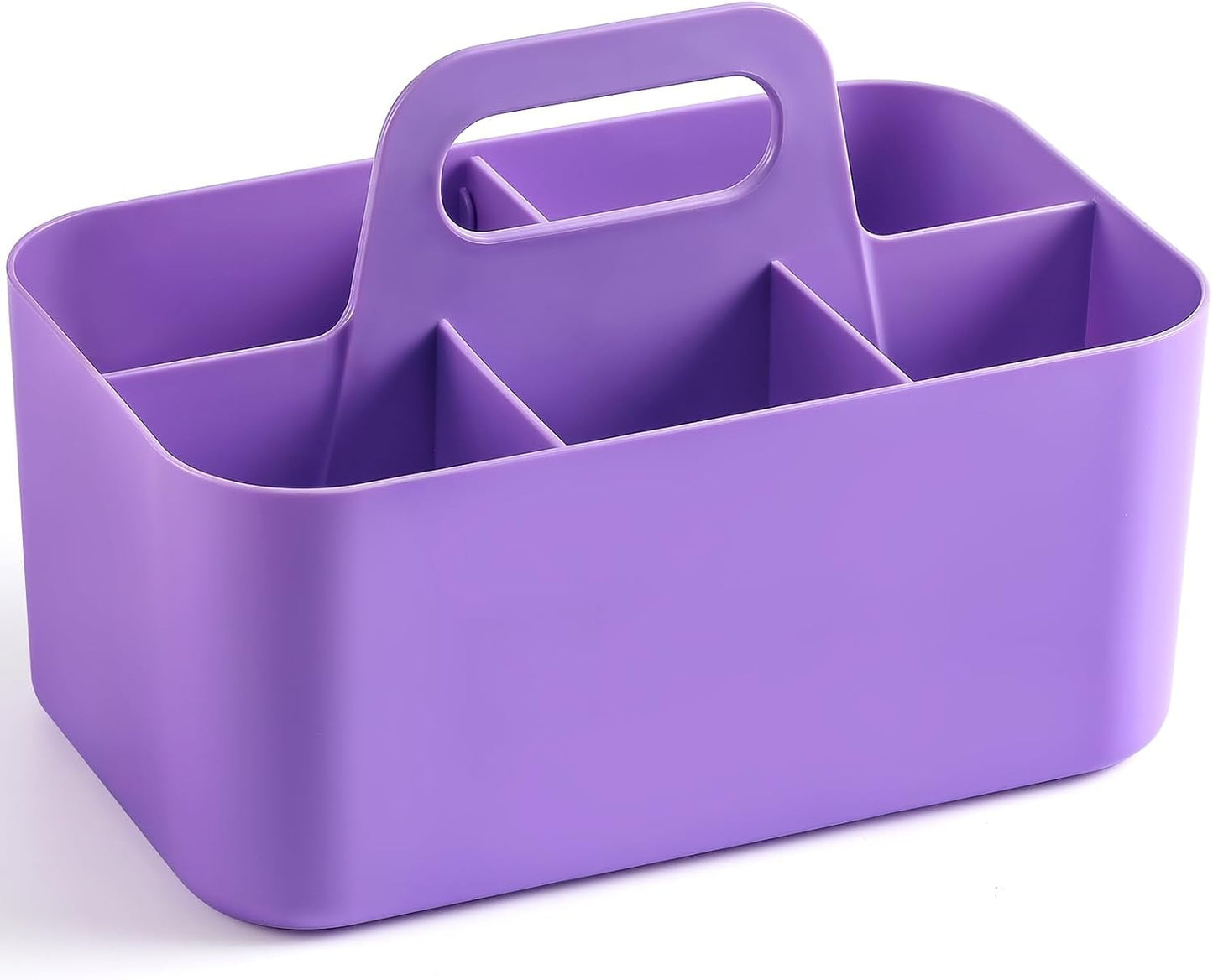 Multiuse Caddy Organizer with Handle, Portable Divided Plastic Tote Bin - Art Craft, Stationary Pen Marker Crayons, Makeup Hair Supplies Storage - Bathroom, Classroom, Dorm, Office, Desk Holder - Grey