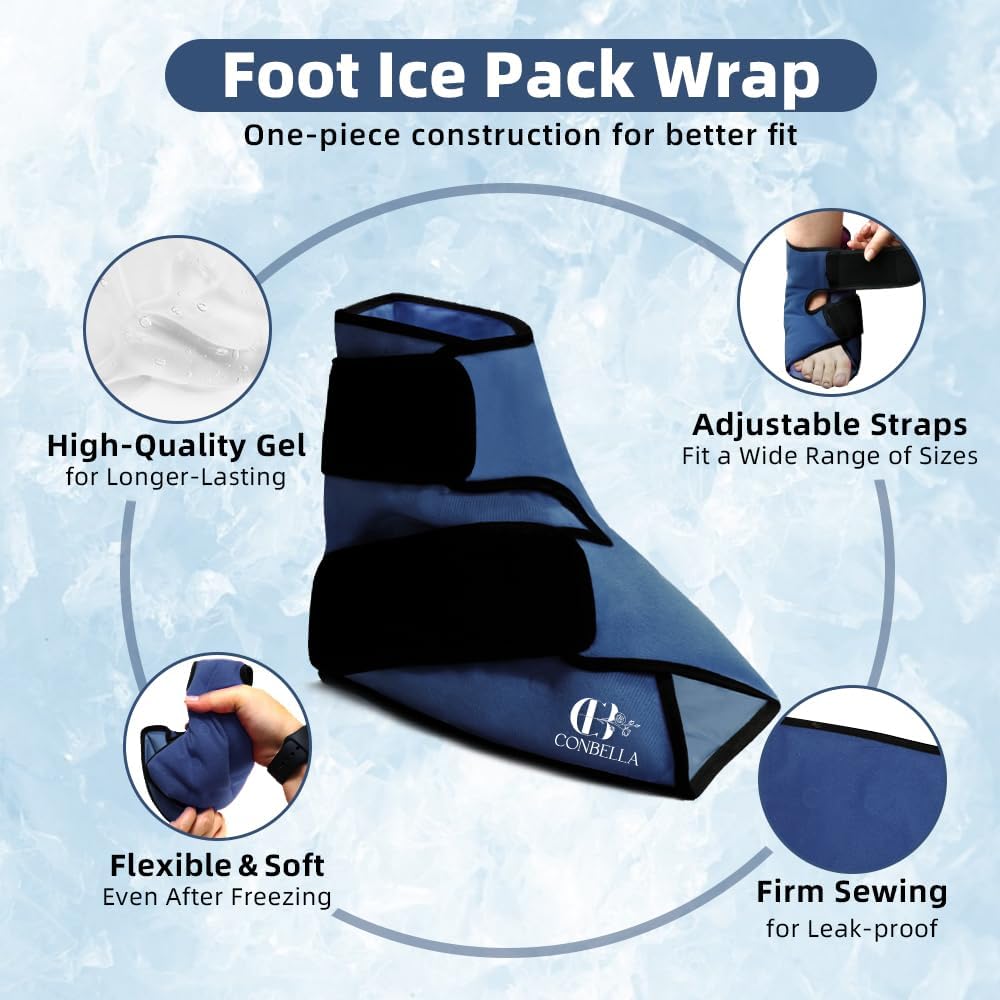 Ankle Ice Pack Wrap, Hot Cold Compress for Pain Relief, Purple | Reusable Cold Compress Sleeve for Sprains, Hot Cold Therapy - for Instant Recovery with Strap & Gel Packs