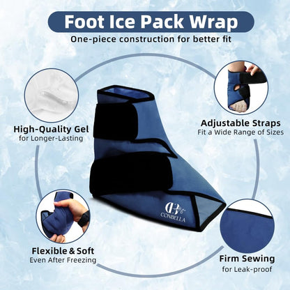 Ankle Ice Pack Wrap, Hot Cold Compress for Pain Relief, Purple | Reusable Cold Compress Sleeve for Sprains, Hot Cold Therapy - for Instant Recovery with Strap & Gel Packs