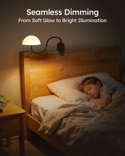 Rechargeable Clip On Lamp, Cordless Touch Control Desk Lamp with RGB Ambient Mode & 3000K–6000K Dimmable Book Reading Light, Portable Gooseneck Lamp Battery Operated Clamp On Table Bedside Headboard