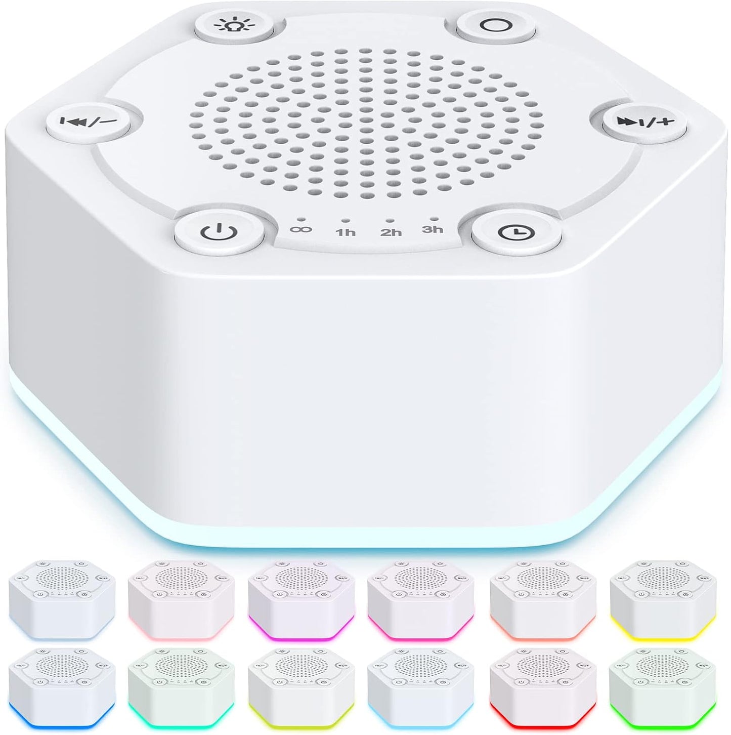 High Fidelity White Noise Sound Machines with 30 Unique Non-Looping Soothing Sounds 12 Colors Night Light 4 Timers 10-Level Brightness 32-Level Volume and Memory Function