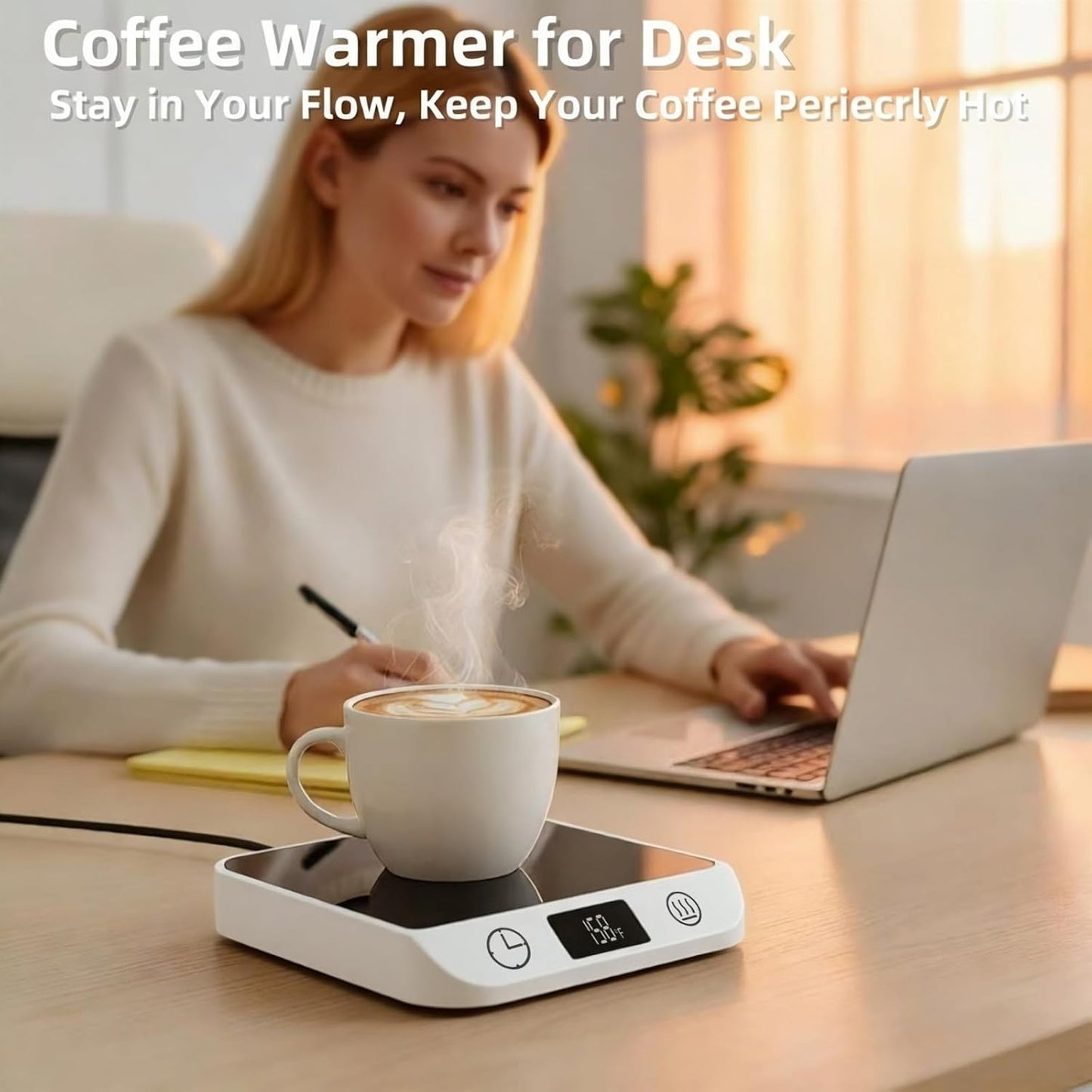 Coffee Mug Warmer & Candle Warmer 2-in-1, 46W Smart Cup Warmer for Desk | 6 Temperature Settings, 12-Hr Timer & 4-Hr Auto Shut-Off, Gift for Coffee Lovers, Home Office & Desk Warmer