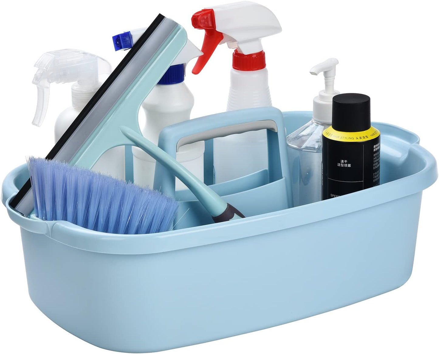Haundry Large Cleaning Caddy with Handle, Cleaning Tool Storage Basket Organizer, Sturdy Pail Bucket Organizer, Household Bucket for Cleaning Supplies - Clear