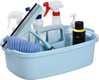 Haundry Large Cleaning Caddy with Handle, Cleaning Tool Storage Basket Organizer, Sturdy Pail Bucket Organizer, Household Bucket for Cleaning Supplies - Clear