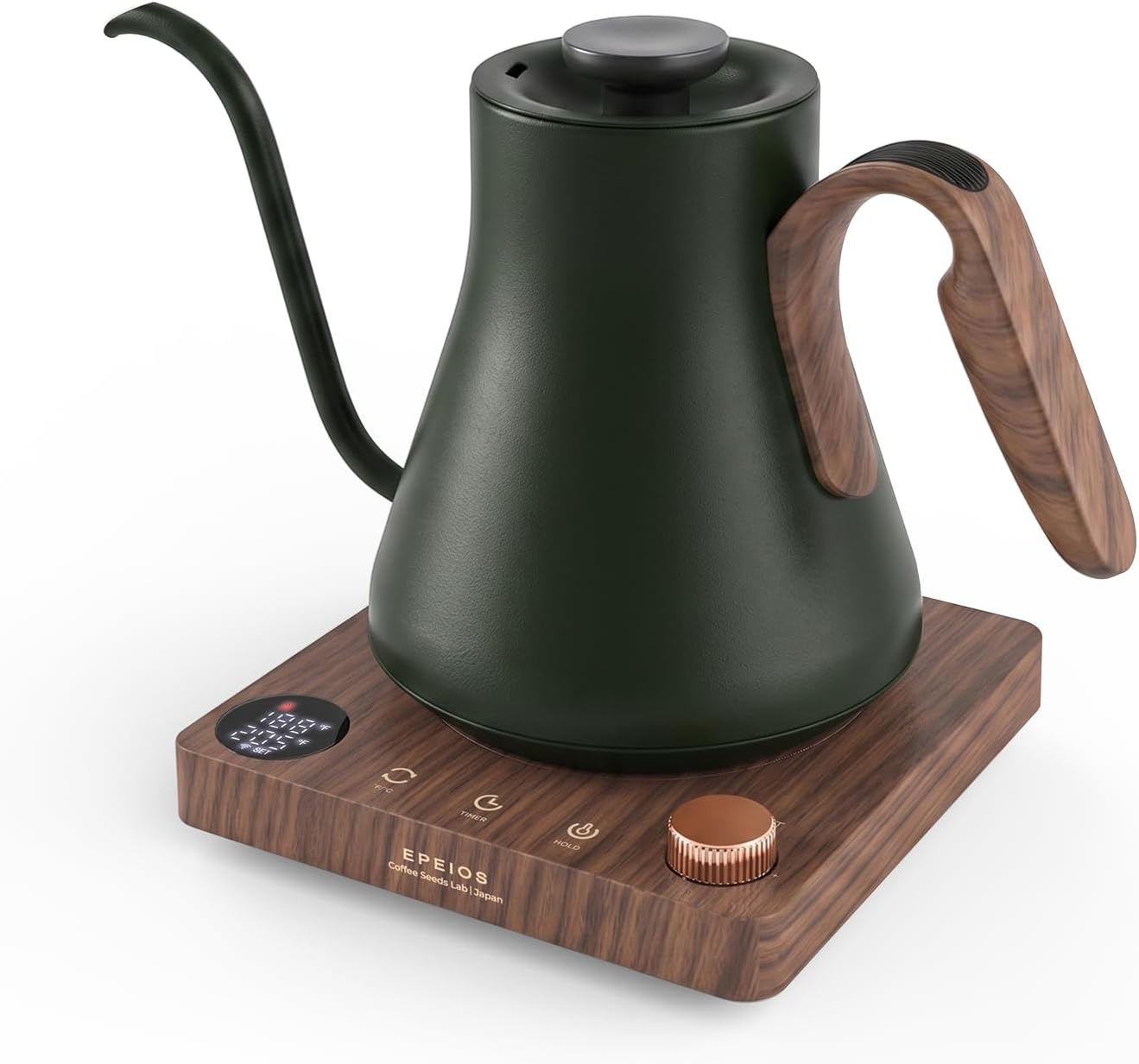 Epeios Gooseneck Electric Kettle 1°F Temperature Control,1200W,0.9L,Black | Rapid Heating, for Pour Over Coffee & Tea,Hot water Boiler,Brew Timer, 304 Stainless Steel Interior, Auto Shut-Off