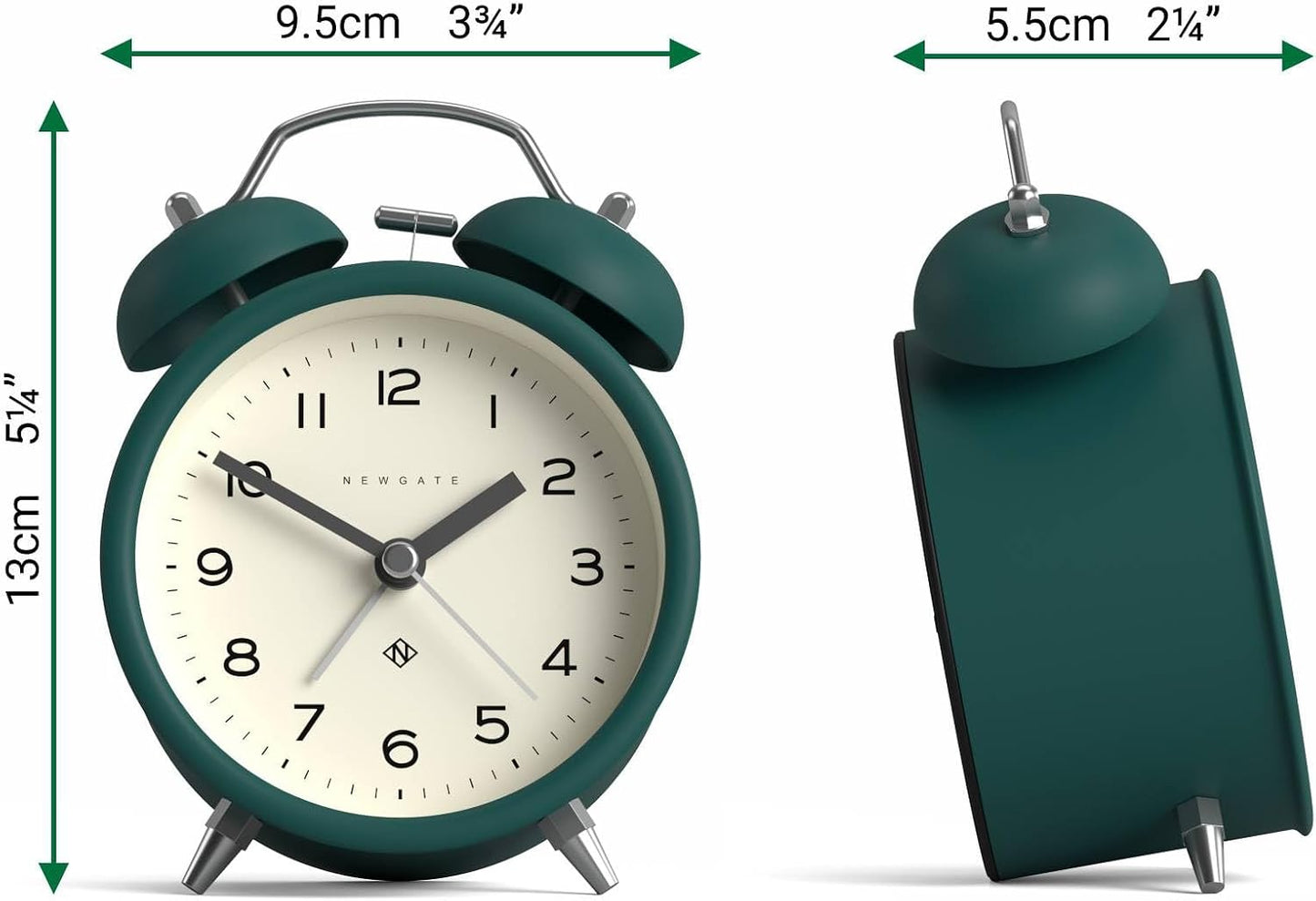 NEWGATE® Charlie Bell Echo Alarm Clock | Modern take on Classic Twin Bell Clock | Yellow | Easy to Read Numbers | Ideal for Bedside, Desk or Shelf | Modern Retro Bedroom & Office Accessory