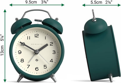 NEWGATE® Charlie Bell Echo Alarm Clock | Modern take on Classic Twin Bell Clock | Yellow | Easy to Read Numbers | Ideal for Bedside, Desk or Shelf | Modern Retro Bedroom & Office Accessory