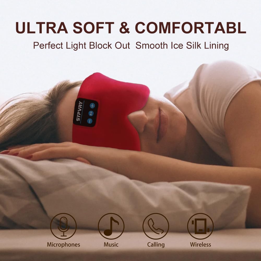 Sleep Mask Bluetooth 5.4 Headphones Soft Wireless Headband Eye Mask Blackout with Microphone (Emerald)