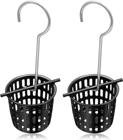 2 Pcs 2 Inch Hair and Debris Strainer, Black Coating Shower Drain Strainer with Lifting Hook, Stainless Steel Debris Basket Shower Catcher for Square/Floor Drain