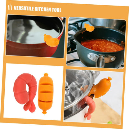 Toddmomy 2pcs Silicone Sausage Shaped Spill Stopper and Pot Lid Holder Practical Kitchen Tool to Prevent Boil over Versatile Food Cover for Cooking and Fresh Keeping for Home Use