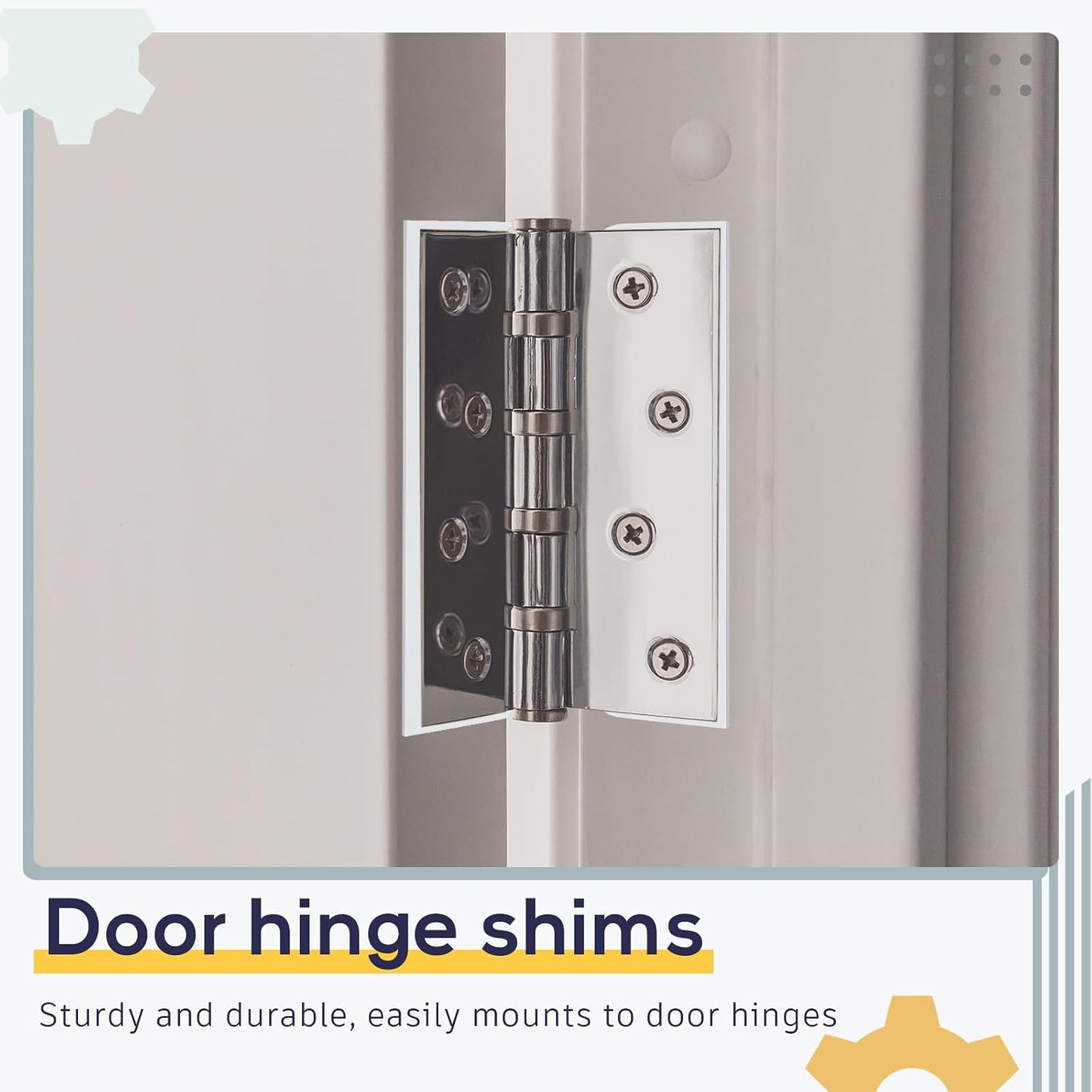 10 Pcs Hardware Door Hinge Shims Stainless Steel Metal Coated Finish Door Hinge Shim for Repair Kit (4 Inch,White)