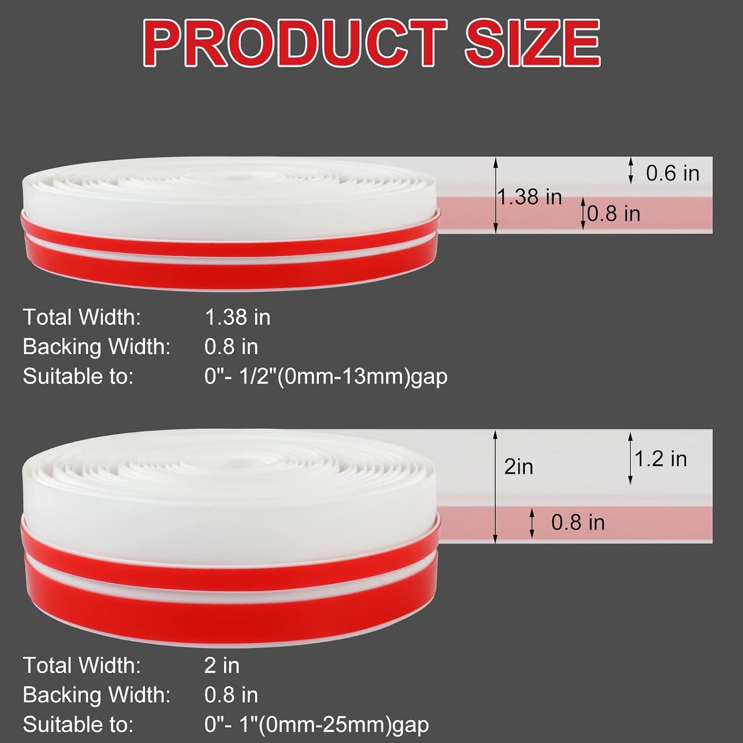Benory T-Shaped Silicone Door Weather Stripping, Clear, 1.38" W x 20 ft | T-shaped design helps the seal stay in place on door frames while reducing drafts, energy loss, and outside noise