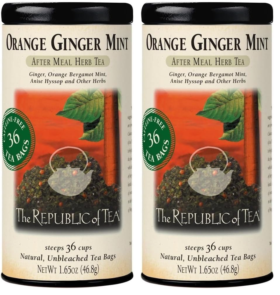 The Republic of Tea - Orange Ginger Mint Herbal Tea, 36 Tea Bag, Tin | Caffeine-free