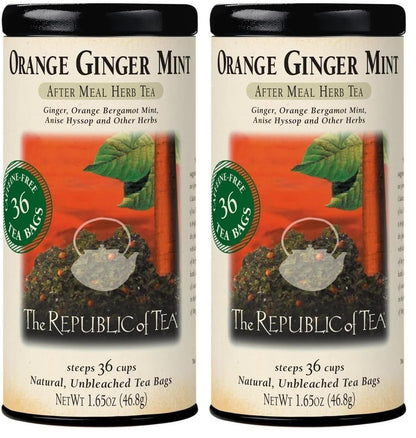 The Republic of Tea - Orange Ginger Mint Herbal Tea, 36 Tea Bag, Tin | Caffeine-free