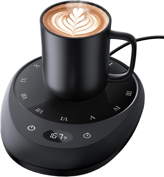 MEION Coffee Mug Warmer for Desk, Coffee Cup Warmer, 4 Temp Settings & 1-12H Timer, Coffee Warmer with Auto Shut Off Smart Gravity Sensor, Beverage & Candle Warmer Coffee Gifts Accessories(Black)