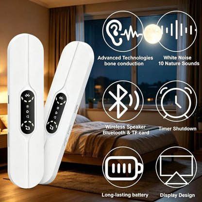 Pillow Speaker for Sleeping, Mini Bone Conduction Portable Sleep Aid with Stereo Bass, Bluetooth Sleep Bar for Deep Sleeping with White Noise, with Volume Control-Supports TF Function 1