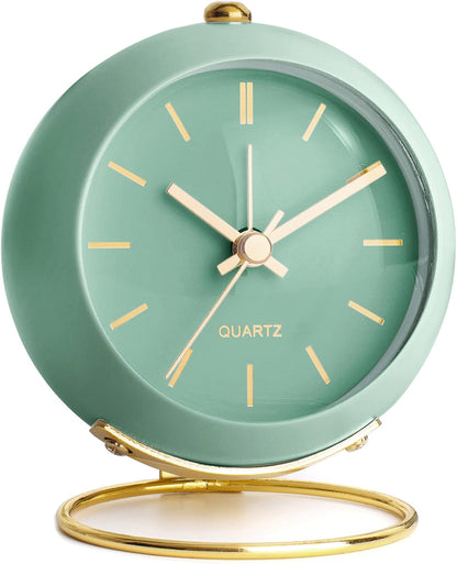 AYRELY® Battery Operated Analog Desk Alarm Clock with Light, Table Clock | Retro Aesthetic Clock with Silent Non-Ticking Movement for Bedside, Bedroom, Kitchen, Office, Travel & Kids' Room(Light Pink)