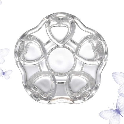Ciieeo Heart-Shaped Glass Tea Pot Base, Creative Insulated Glass Warmer Stand, Heat-Resistant Crystal Teapot Heating Base for Home Tea Accessories