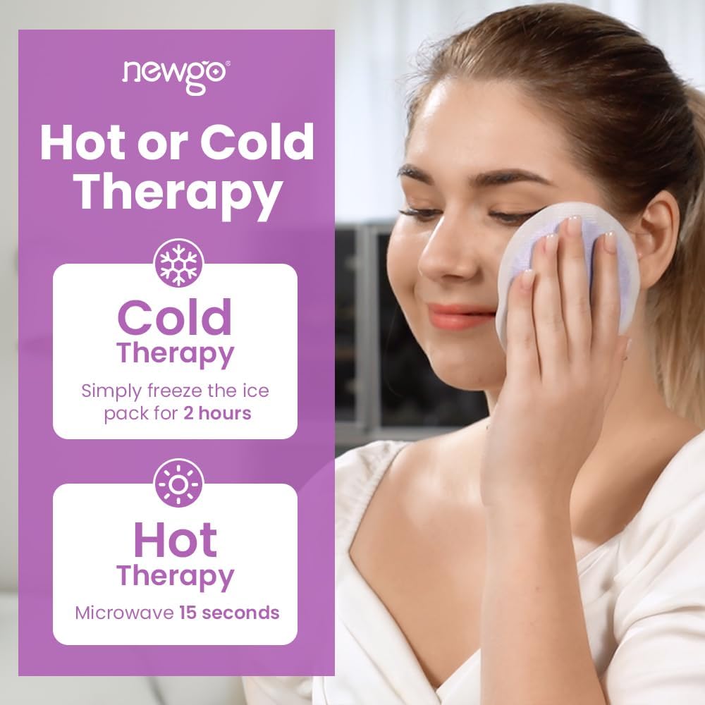 NEWGO Small Ice Packs for Injuries Reusable with Cloth Backing, 6 Packs | FSA Eligible, Round Hot and Cold Gel Pack, Flexible Cold Pack for Face, Toothache, Eyes Pain Relief