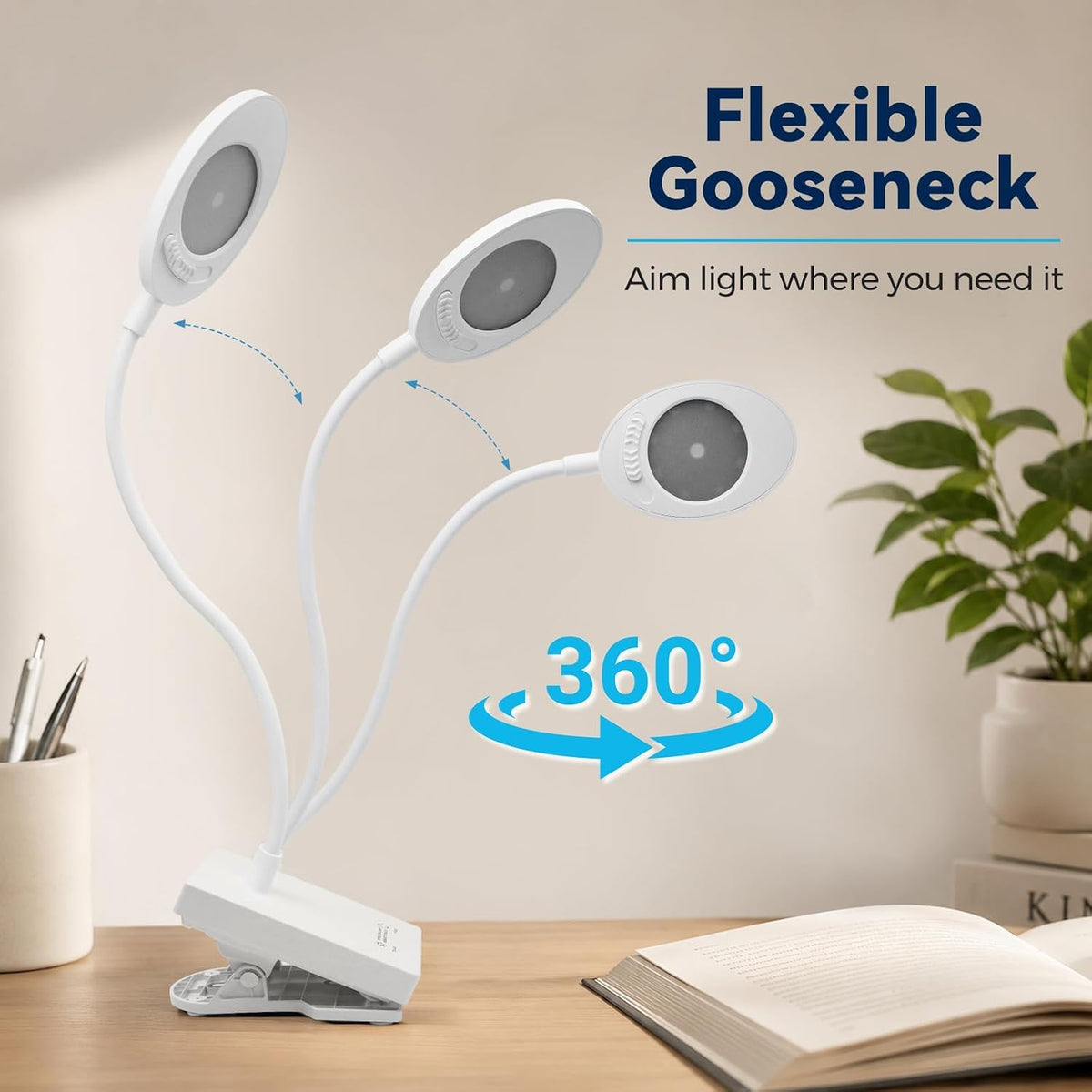 Shabbos Lamp, 2-in-1 Desk & Clip-On LED Shabbat Lamp, Adjustable Cover, 360° Flexible Gooseneck, 3 Color Modes & Adjustable Brightness, USB Plug-in Table Lamp for Bedside, Desk, Living Room, Study