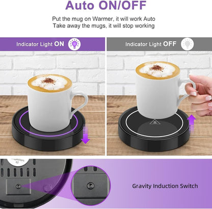 Coffee Mug Warmer, Electric Beverage Warmers for Office Home Desk Use, Smart Cup Warmer Thermostat Coaster for Hot Coffee Tea Espresso Milk Candle Wax with Gravity Switch Auto On/Off 135F