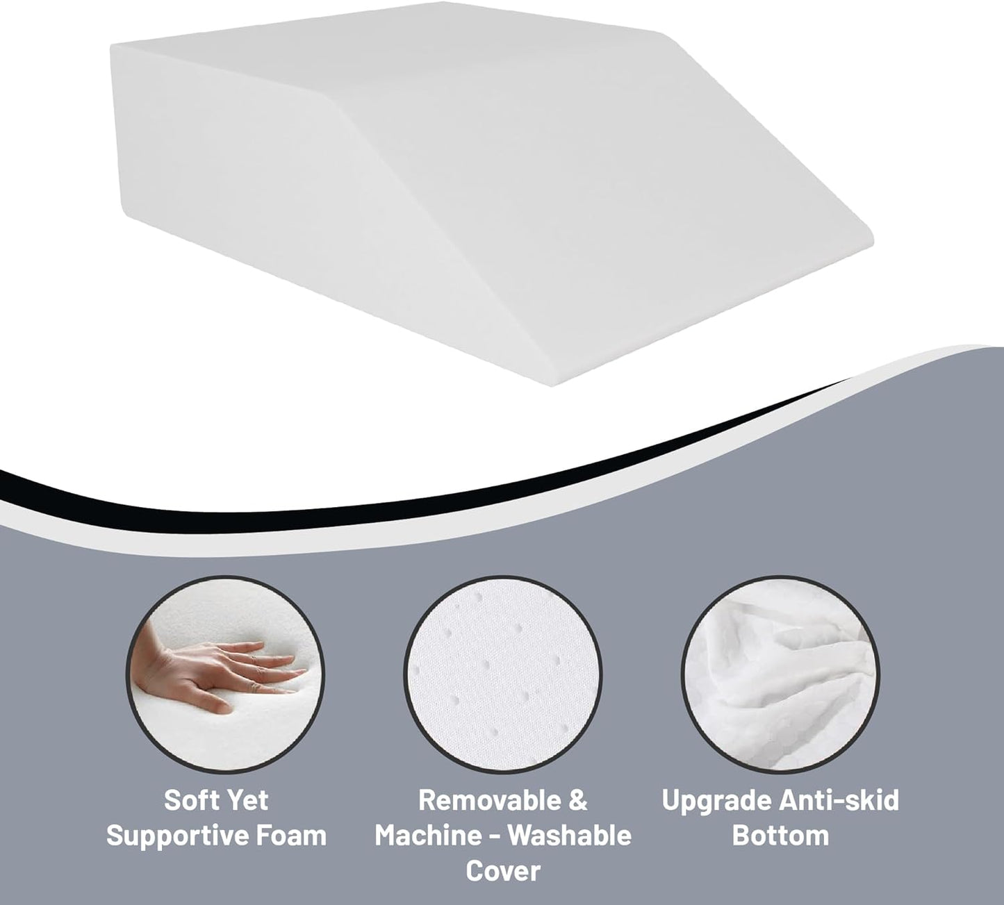 Zutan, Leg Wedge Elevation Pillow for Blood Circulation | Relieved & Recovers Foot and Ankle Injuries | Pillows for Swelling | Multi-Purpose | 8”x16”x23”, White